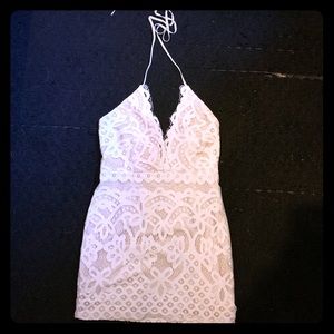 Lulus white lace halter dress